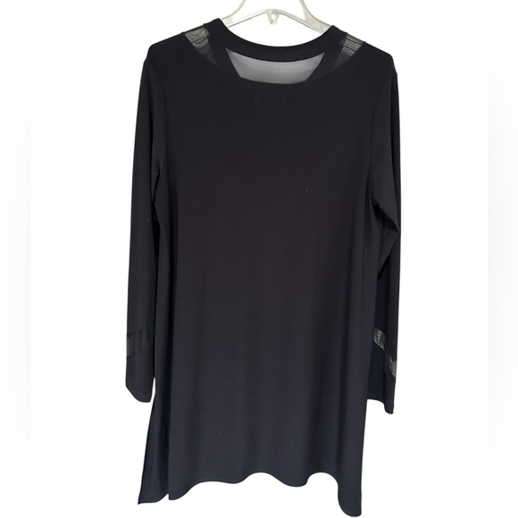 Sympli Black V-Neck Tunic Dress, Elegant Travel-Friendly Wrinkle-Resistant, 14 - Picture 3 of 7